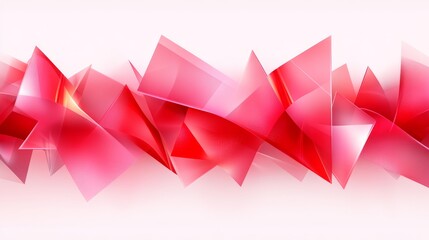 Poster - Abstract Red Crystal Geometric Shapes Forms Visual Art Design Background Light Bright Modern Style