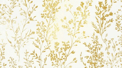 Poster - Elegant golden floral pattern on soft white background design