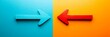 © olga_demina - Two arrows pointing in opposite directions on a split colored background represent the concept of choice, decision making, different paths, and the challenge of selecting the right option