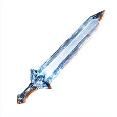 Wall Mural - A floating crystal dagger with a glowing edge, isolated