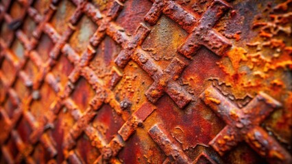 Poster - Intricate Crosshatch Pattern on Heavily Oxidized Metal Surface