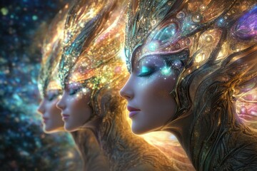 Poster - A compact description of two women standing side by side