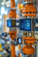 Poster - A detailed view of a control panel on a machine, ideal for use in technical or industrial settings
