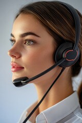 Aufkleber - A person wearing a headset with a microphone, suitable for presentations, meetings or podcasting
