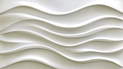 Wall Mural - Elegant three-dimensional white wave pattern panel wall texture