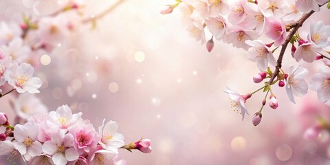 Poster - Delicate Pink Blossoms and Soft Bokeh Background Ideal for Springtime Designs