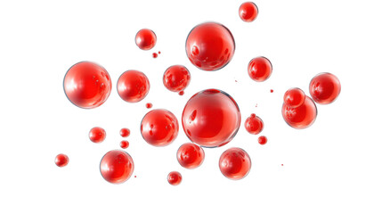 Poster - red spheres floating on transparent background: a 3d render