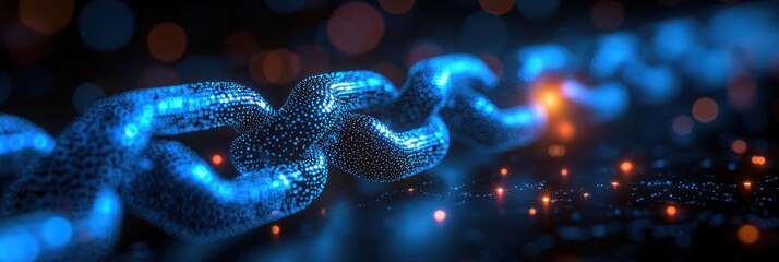 Poster - Pulsating dots representing blockchain technology in a digital landscape