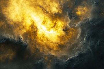 Aufkleber - Swirling yellow and gray clouds revealing the dense atmosphere of Venus under glowing sunlight. Generative AI