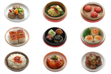 Poster - A collection of small dishes or appetizers on a white surface, perfect for displaying at a party or buffet