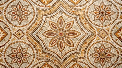 Wall Mural - Intricate Stone Mosaic Tile Pattern Featuring Geometric Floral Designs