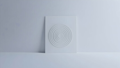 Poster - 3D render of a white target with an arrow in the center, on a white background
