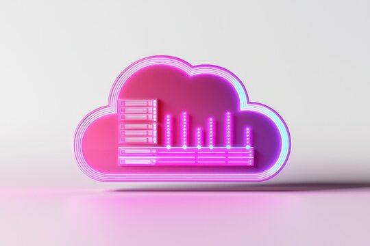 3D icon showing cloud servers, representing modern digital networks on white.