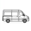 © Sehrish - 3D Glyph Line Icon showing a delivery van for transporting goods quickly, on solid white background.