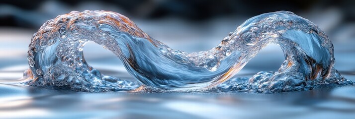 Wall Mural - Flowing water forms a transparent infinity shape in a serene environment