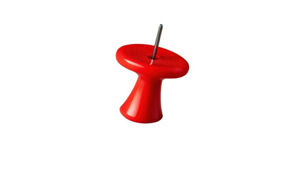 Red push pin on transparent background, office supply for notes and reminders