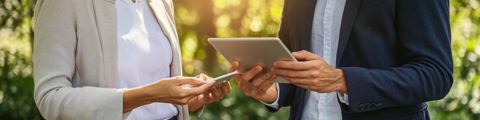 Sticker - A couple sitting together, looking at a tablet screen