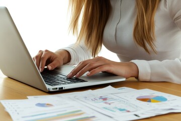 Poster - a person sitting at a desk with a laptop, focused on typing