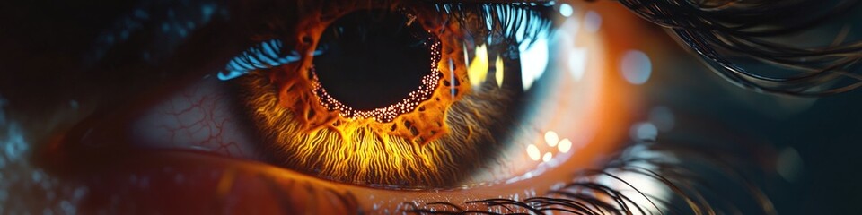 Poster - A close up shot of a person's eye, with details of the iris and pupil visible