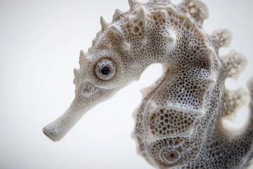 Aufkleber - Close-up of a sea horse on a white background, ideal for use in ocean-themed designs or illustrations