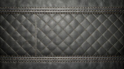 Poster - Dark Gray Diamond-Stitched Leather Texture with Subtle Beige Stitching Detail