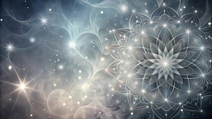Wall Mural - celestial mandala a serene cosmic floral design with glimmering stars and nebulous swirls