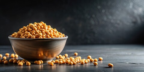 Sticker - A bowl of roasted chickpeas sits on a dark surface, some spilling out onto the table