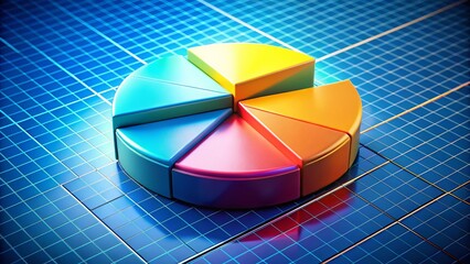 Poster - Aerial View 3D Pie Chart Gradient Colors Business Presentation Data Visualization