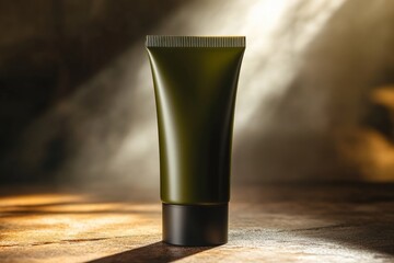 Leinwandbilder - A tube of cream sits on top of a wooden table, great for beauty and wellness images