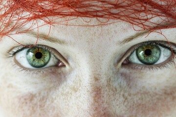 Aufkleber - Portrait of a woman with bright red hair