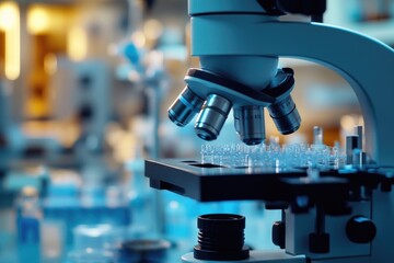 Poster - a close-up view of a microscope on a table