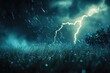 © Ева Поликарпова - A bright flash of lightning illuminates a sunny day with a field of green grass below