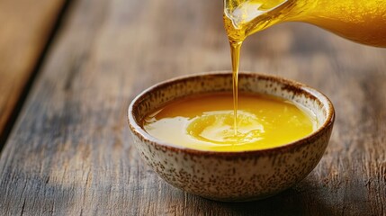 Poster - A bowl filled with a liquid flowing out of a jug
