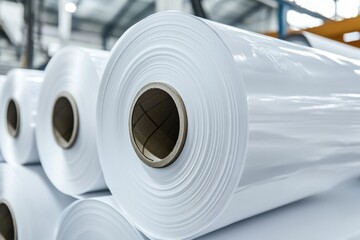 Poster - A stack of white paper rolls with flaps overlapping, ideal for use in office or school settings
