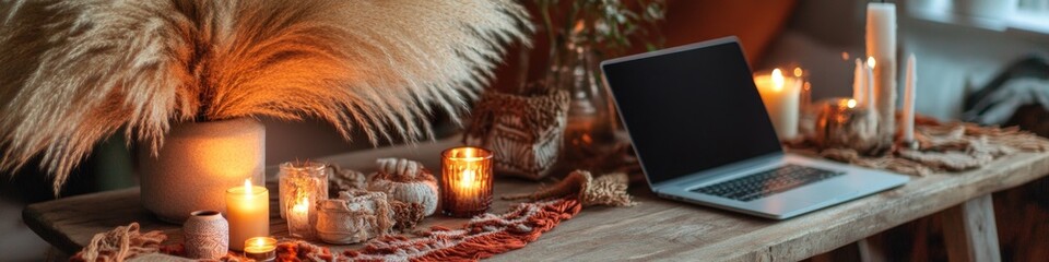 Poster - A laptop computer sitting on a wooden table