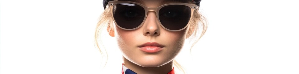Aufkleber - A woman wearing sunglasses and a hat outdoors