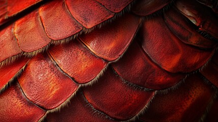 Wall Mural - close-up of red scaly texture resembling dragon scales.
