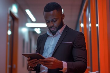 Poster - A person reviewing information on a portable device