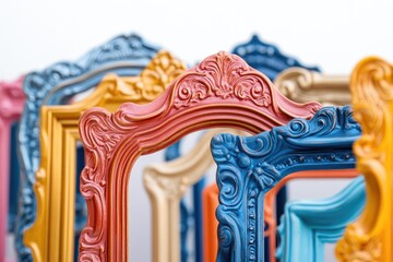 Poster - A selection of colorful picture frames placed side by side, ideal for decorating or photography
