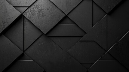 Poster - Abstract Black Geometric Pattern with Squares and Triangles on Dark Texture Background for Modern Design Projects