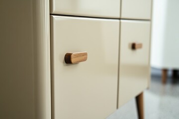 Aufkleber - Close-up shot of a wooden cabinet handle