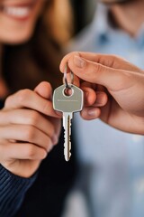Aufkleber - A person holds a key and offers it to another person's hand, symbolizing trust and cooperation