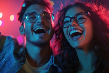 Poster - A happy couple enjoying each other's company with laughter