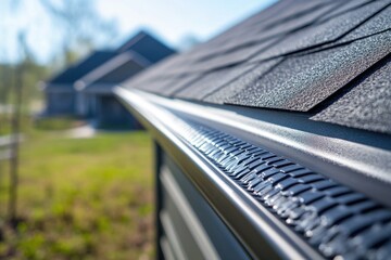 Poster - A detailed view of a house gutter, suitable for architecture or maintenance purposes