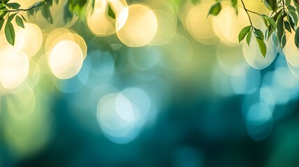 Wall Mural - Soft Green Bokeh Background with Gentle Leaves in Bright Light