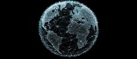 Poster - 3D globe with interconnected social network lines, global communication, digital connections, social media network around the world