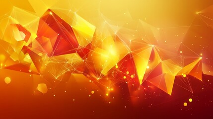 Wall Mural - Abstract Geometric Design Featuring Orange And Red Shapes With Glowing Effects Ideal For Backgrounds And Digital Projects Designs Or Illustrations. A Dynamic Geometric Pattern With Orange Red Colors