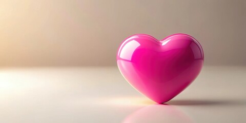 Aufkleber - A vibrant pink heart shape, glossy and smooth, rests on a neutral background, symbolizing love, affection, and care.