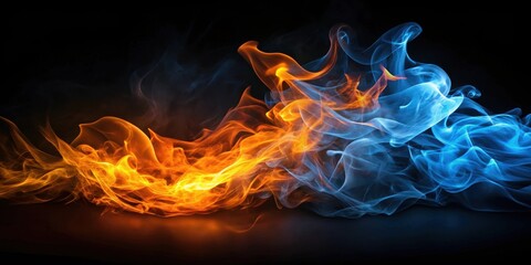 Poster - Abstract fiery and icy swirls merging in a dynamic dance of contrasting elements