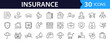 © SMUX - Insurance set of web icons in line style. Insurance and assurance icons for web and mobile app. Protection of health, life, property, car, home, travel insurance icons and more. Vector illustration
